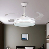 Simple white style invisible blade household fan light