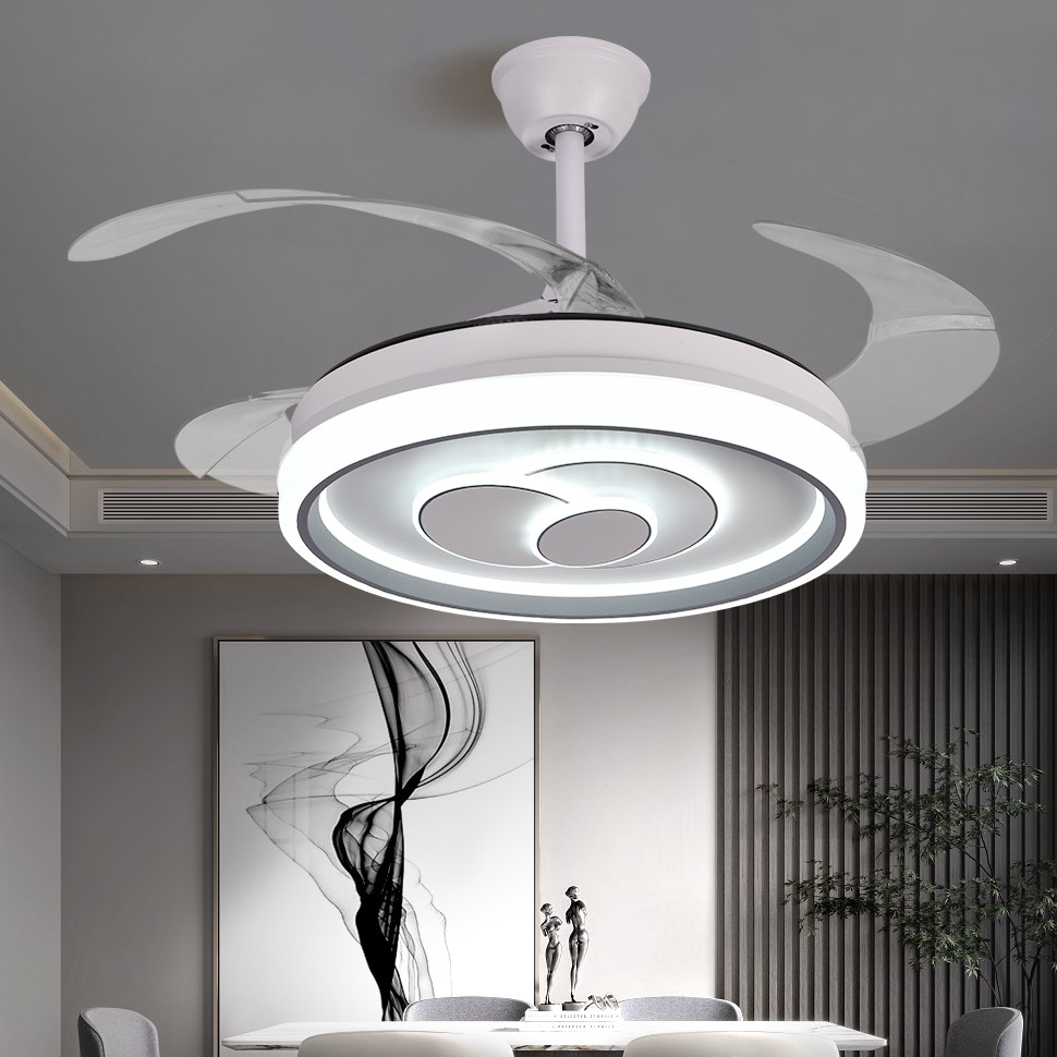 Elegant pattern new fashion living room suction fan lamp