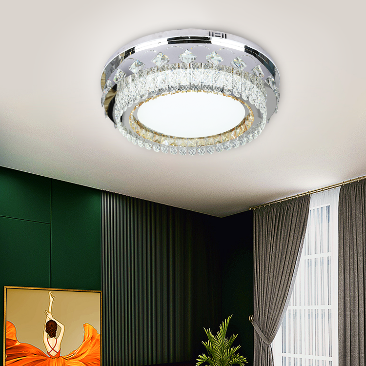 Modern minimalist round crystal ceiling lamp