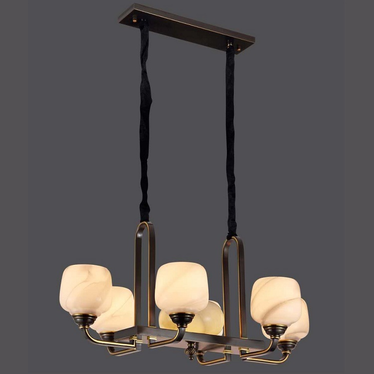 New Chinese all-copper jade long chandelier