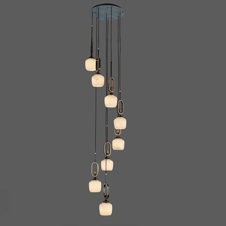 New Chinese duplex staircase  full copper long chandelier