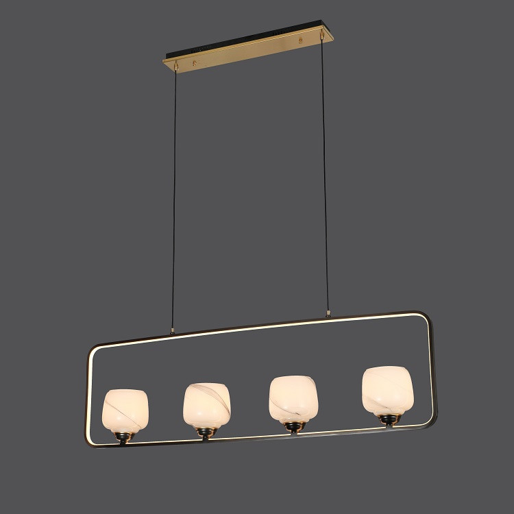 New Chinese simple long full copper chandelier