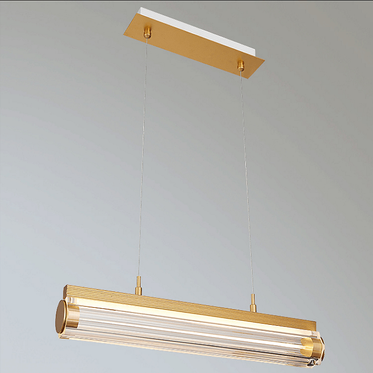 Modern art long golden chandelier