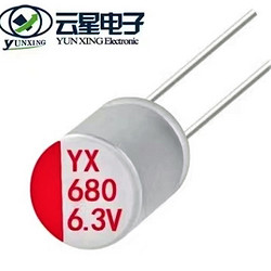 In-line solid state aluminum electrolytic capacitor