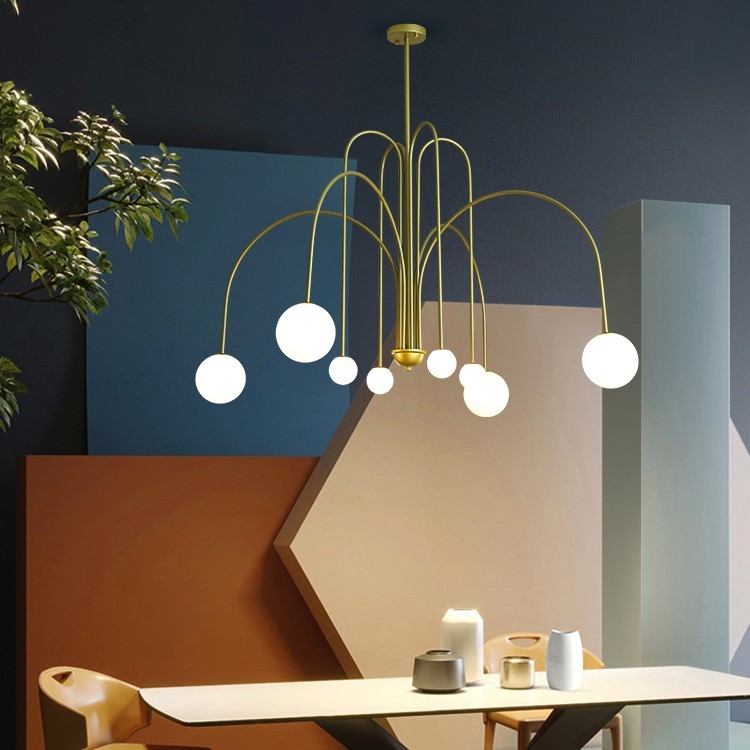 Warm Rainbow Glass Ball Chandelier