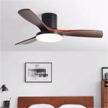 Solid wood energy-saving and efficient tricolor ceiling fan light