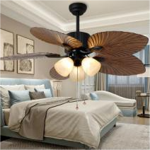 Black wooden silent adjustable speed ceiling fan light