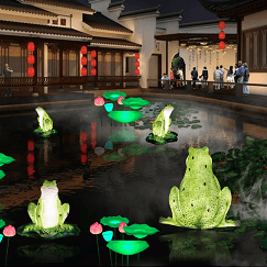 Frog lotus shape landscape lamp