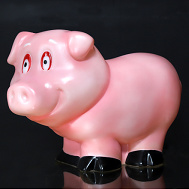 Illuminated pig ice sculpture display square landscape light