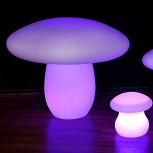 Luminous mushroom park district colored light landscape light