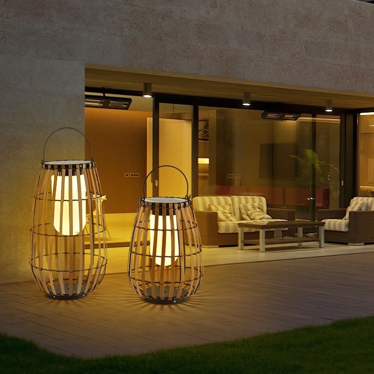 Variable carry handle waterproof resin hollow rattan lawn lamp